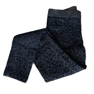 INC International Concepts Flocked Leopard Pants SZ 2‎ Elastic Waist Monochrome